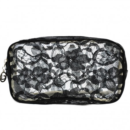 Set de 3 trousses beauté BENZI "Lace" noir | Trousse maquillage trousse de toilette femme originale chic pas cher