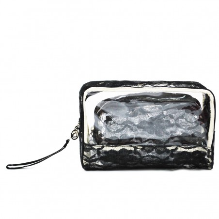 Set de 3 trousses beauté BENZI "Lace" noir | Trousse maquillage trousse de toilette femme originale chic pas cher Set de 3 trousses beauté BENZI "Lace" noir | Trousse maquillage trousse de toilette femme originale chic pas cher