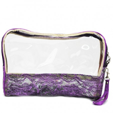 Set de 3 trousses beauté BENZI "Lace" violet | Trousse maquillage trousse de toilette femme originale chic pas cher
