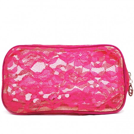 Set de 3 trousses beauté BENZI "Lace" rose | Trousse maquillage trousse de toilette femme originale chic pas cher