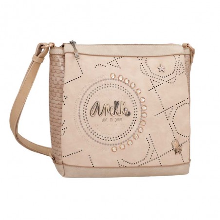 Sac bandoulière 3 cpts ANEKKE "Studio" beige | Sac femme porté croisé original nouvelle collection