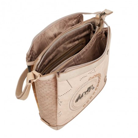 Sac bandoulière 3 cpts ANEKKE "Studio" beige | Sac femme porté croisé original nouvelle collection