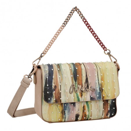 Sac bandoulière à rabat ANEKKE "Studio" beige | Sac femme porté épaule croisé original Sac bandoulière à rabat ANEKKE "Studio" beige | Sac femme porté épaule croisé original