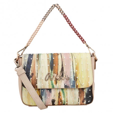 Sac bandoulière à rabat ANEKKE "Studio" beige | Sac femme porté épaule croisé original Sac bandoulière à rabat ANEKKE "Studio" beige | Sac femme porté épaule croisé original