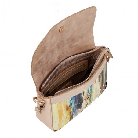 Sac bandoulière à rabat ANEKKE "Studio" beige | Sac femme porté épaule croisé original Sac bandoulière à rabat ANEKKE "Studio" beige | Sac femme porté épaule croisé original
