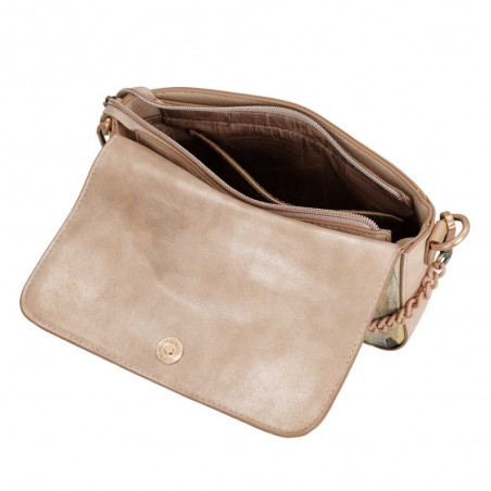 Sac bandoulière à rabat ANEKKE "Studio" beige | Sac femme porté épaule croisé original