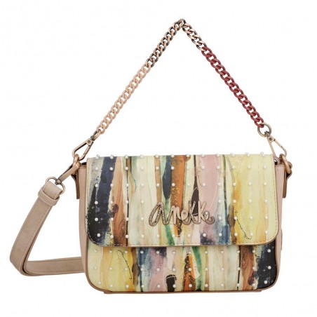 Sac bandoulière à rabat ANEKKE "Studio" beige | Sac femme porté épaule croisé original Sac bandoulière à rabat ANEKKE "Studio" beige | Sac femme porté épaule croisé original