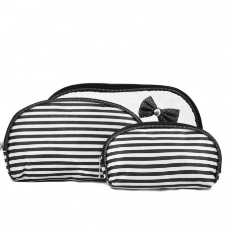 Set de 3 trousses beauté BENZI "Fantaisie" noir | Lot de trousse à maquillage trousse de toilette voyage pas cher Set de 3 trousses beauté BENZI "Fantaisie" noir | Lot de trousse à maquillage trousse de toilette voyage pas cher