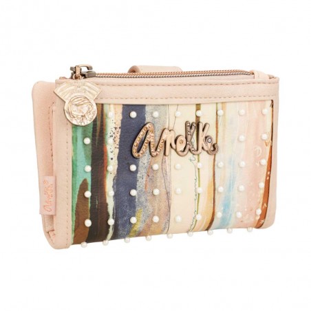 Portefeuille compact souple ANEKKE "Studio" beige PM | Porte-cartes et monnaie femme petit format pas cher Portefeuille compact souple ANEKKE "Studio" beige PM | Porte-cartes et monnaie femme petit format pas cher