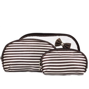 Set de 3 trousses beauté BENZI "Fantaisie" marron | Lot de trousse à maquillage trousse de toilette voyage pas cher