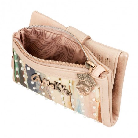 Portefeuille compact souple ANEKKE "Studio" beige PM | Porte-cartes et monnaie femme petit format pas cher