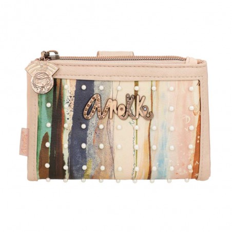 Portefeuille compact souple ANEKKE "Studio" beige PM | Porte-cartes et monnaie femme petit format pas cher Portefeuille compact souple ANEKKE "Studio" beige PM | Porte-cartes et monnaie femme petit format pas cher