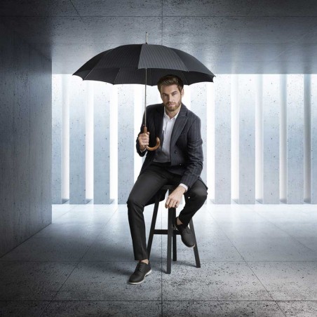 Parapluie long KNIRPS T.770 automatic noir imprimé | Parapluie canne manche bois qualité fabriqué en Allemagne Parapluie long KNIRPS T.770 automatic noir imprimé | Parapluie canne manche bois qualité fabriqué en Allemagne