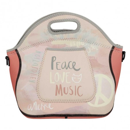 Anekke | Sac repas en néoprène "Peace & Love" | Glacière lunch bag femme original pas cher