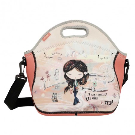 Anekke | Sac repas en néoprène "Peace & Love" | Glacière lunch bag femme original pas cher