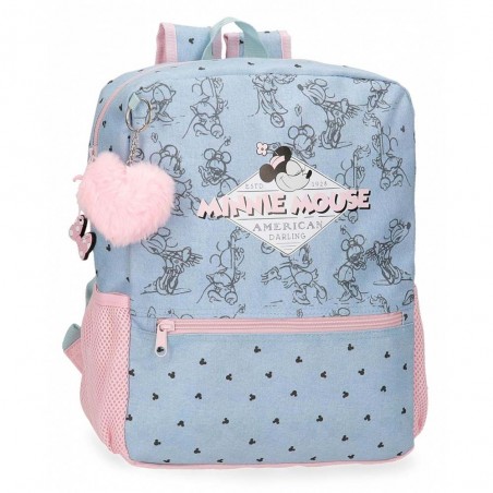 DISNEY | Sac à dos maternelle Minnie "American Darling" ciel/rose | Sac d'école fille dessin animé