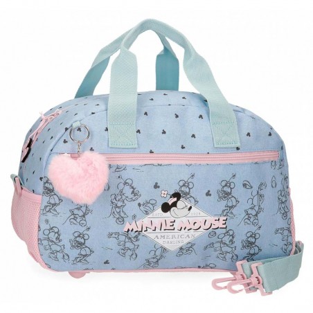 DISNEY | Sac de voyage enfant Minnie "American Darling" ciel/rose | Bagage sport loisirs fille original pas cher