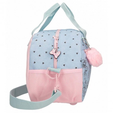 DISNEY | Sac de voyage enfant Minnie "American Darling" ciel/rose | Bagage sport loisirs fille original pas cher