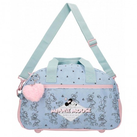 DISNEY | Sac de voyage enfant Minnie "American Darling" ciel/rose | Bagage sport loisirs fille original pas cher