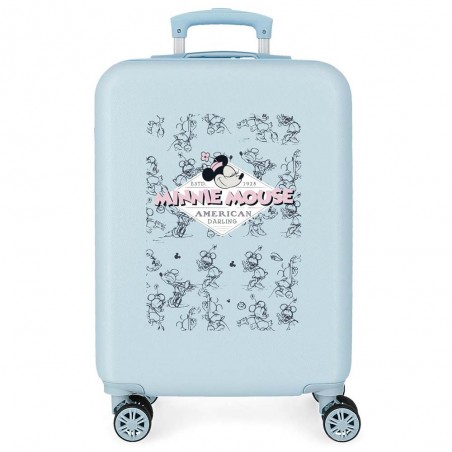 Valise cabine DISNEY Minnie "American Darling" bleu ciel | Bagage petit format enfant ado pas cher