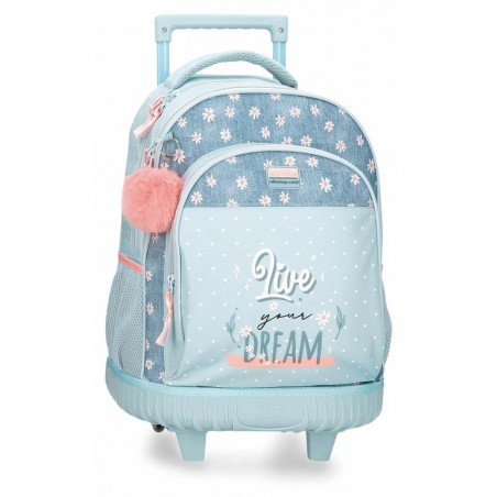 Sac à dos à roulettes MOVOM "Live your dream" | Sac d'école trolley fille original solide pas cher