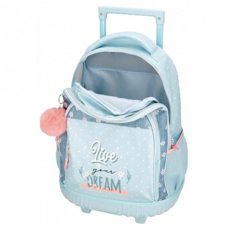 Sac à dos à roulettes MOVOM "Live your dream" | Sac d'école trolley fille original solide pas cher