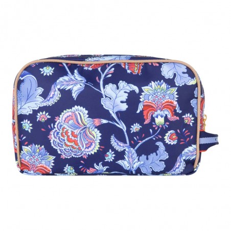 Trousse de toilette double OILILY "Chloé" Sits Aelia blue print | Grande trousse cosmétique femme originale