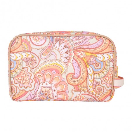 Trousse de toilette double OILILY "Chloé" Paisley sand dollar | Grande trousse cosmétique femme originale