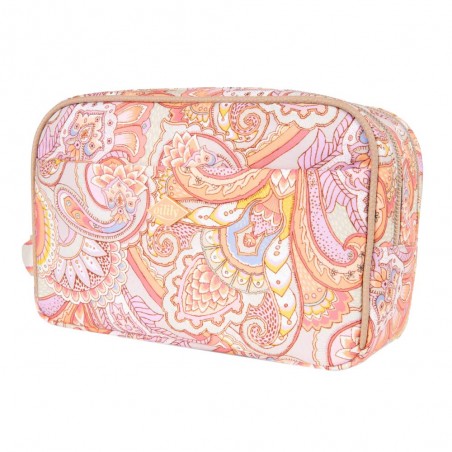 Trousse de toilette double OILILY "Chloé" Paisley sand dollar | Grande trousse cosmétique femme originale