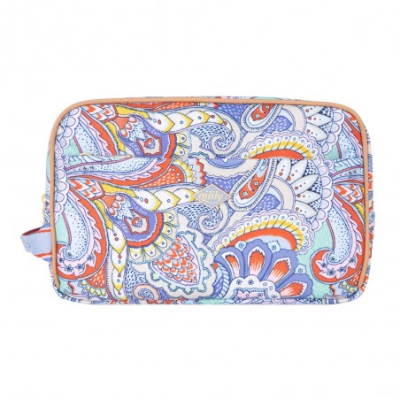 Trousse de toilette double OILILY "Chloé" Paisley wedgewood | Grande trousse cosmétique femme originale