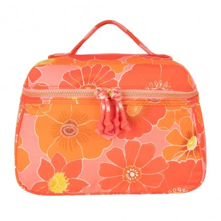 Vanity case OILILY "Coco" Duffy shell pink | Grande trousse de toilette femme imprimé années 60 orange