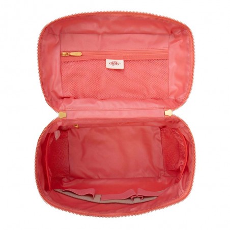 Vanity case OILILY "Coco" Duffy shell pink | Grande trousse de toilette femme imprimé années 60 orange