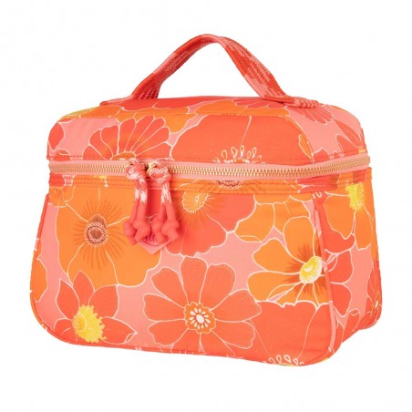 Vanity case OILILY "Coco" Duffy shell pink | Grande trousse de toilette femme imprimé années 60 orange