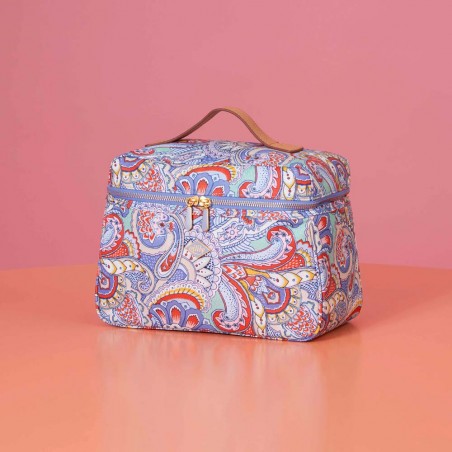 Vanity case OILILY "Coco" Paisley wedgewood | Beauty case grande trousse de toilette femme qualité originale