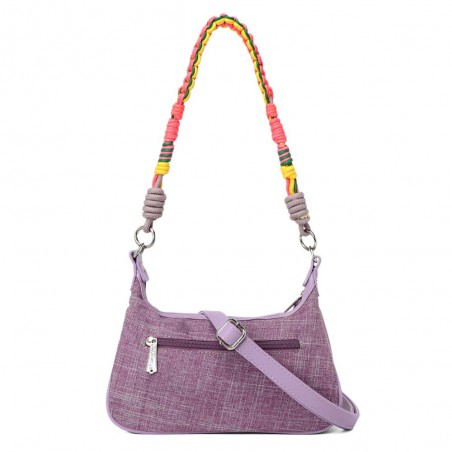 Sac porté épaule LES TROPEZIENNES "Sarek" mauve | Sac bandoulière femme original violet