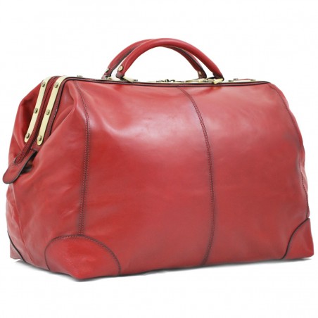 Sac de voyage en cuir KATANA "Diligence" 54cm rouge | Bagage style vintage qualité luxe pas cher