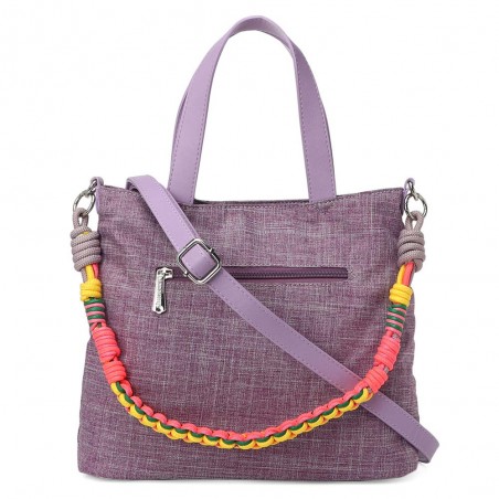 Sac porté main LES TROPEZIENNES "Sarek" mauve | Sac femme original avec bandoulière pas cher