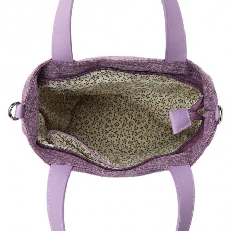 Sac porté main LES TROPEZIENNES "Sarek" mauve | Sac femme original avec bandoulière pas cher