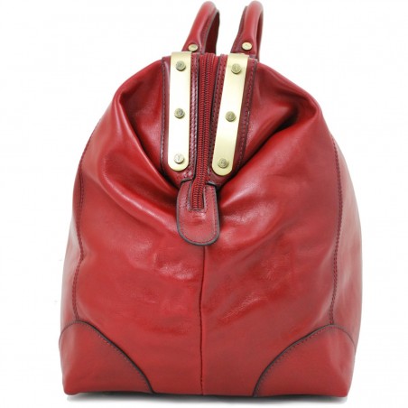 Sac de voyage en cuir KATANA "Diligence" 54cm rouge | Bagage style vintage qualité luxe pas cher
