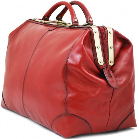 Sac de voyage en cuir KATANA "Diligence" 54cm rouge | Bagage style vintage qualité luxe pas cher