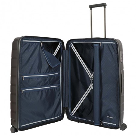 Valise soute L TRAVELITE "Air Base" anthracite | Grande valise 77cm 105L 4 roues coque solide qualité allemande