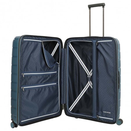 Valise soute L TRAVELITE "Air Base" bleu glacé | Grande valise 77cm 105L 4 roues coque solide qualité allemande