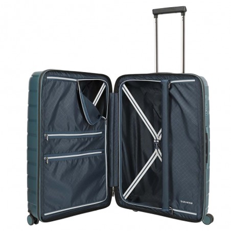 Valise soute M TRAVELITE "Air Base" bleu glacé | Valise 67cm extensible 4 roues coque solide qualité allemande