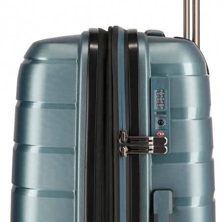 Valise soute M TRAVELITE "Air Base" bleu glacé | Valise 67cm extensible 4 roues coque solide qualité allemande