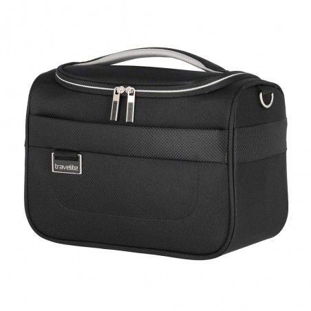 Vanity case souple TRAVELITE "Miigo" noir | Beauty case semi-rigide toile haute qualité allemande