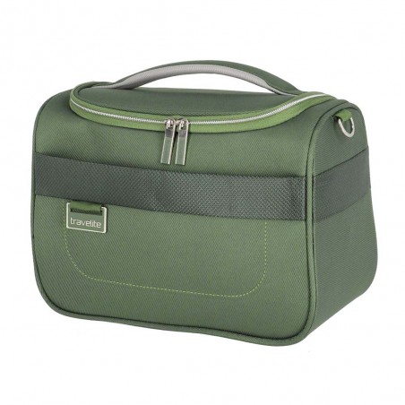 Vanity case souple TRAVELITE "Miigo" vert matcha | Beauty case semi-rigide toile haute qualité allemande