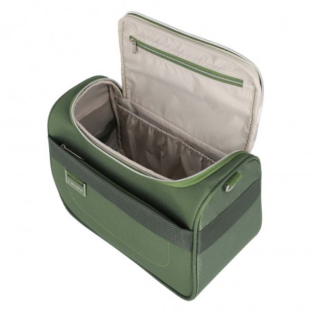 Vanity case souple TRAVELITE "Miigo" vert matcha | Beauty case semi-rigide toile haute qualité allemande