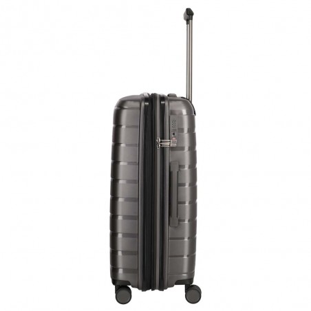 Valise soute M TRAVELITE "Air Base" anthracite | Valise 67cm extensible 4 roues coque solide qualité allemande