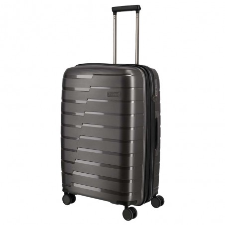 Valise soute M TRAVELITE "Air Base" anthracite | Valise 67cm extensible 4 roues coque solide qualité allemande