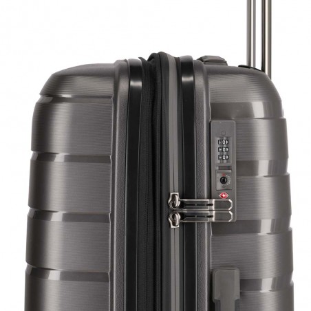 Valise soute M TRAVELITE "Air Base" anthracite | Valise 67cm extensible 4 roues coque solide qualité allemande